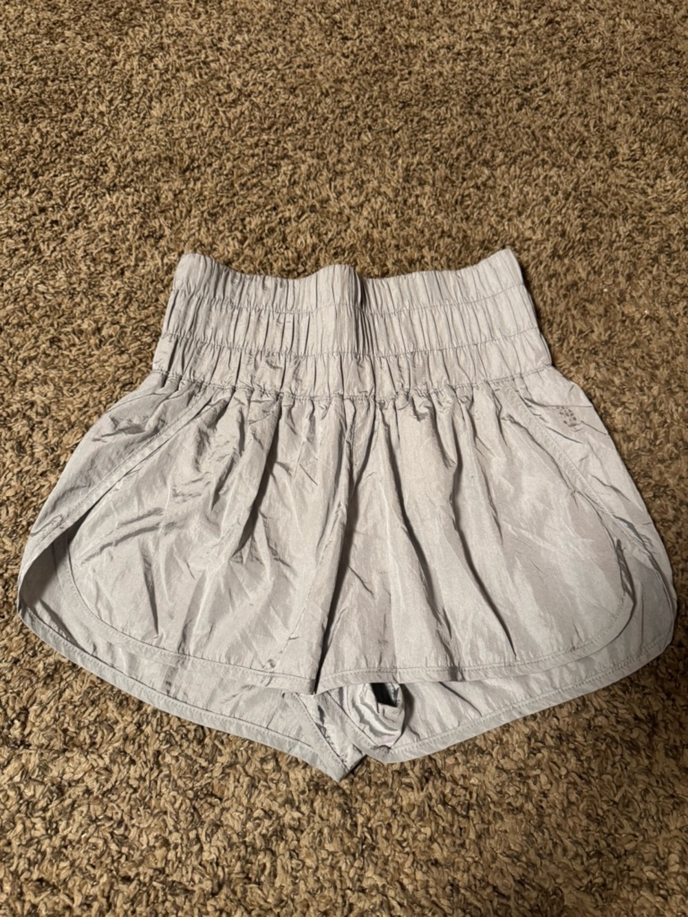 Free People Light Gray Smocked Waist Athletic Shorts